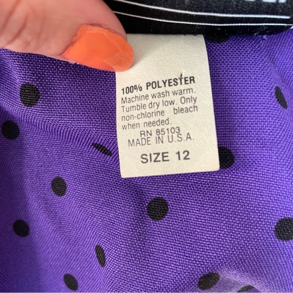 Classic Apparel Women’s Purple Black Polka Dot Jacket Blazer Size 12 - Picture 8 of 10